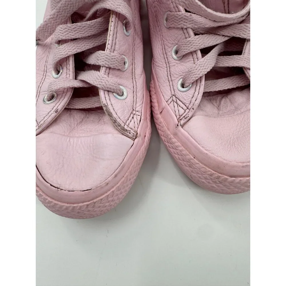 Converse Youth Pink Leather Chuck Taylor Low-Top Sneakers US 3 / EU 35 Lace-Up R